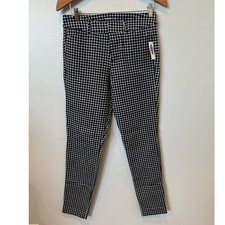 Old Navy Black White Plaid Mid Rise Pixie Pants Women 4 Tall NWT Career Corpcore