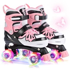 4 Size Adjustable Light up Roller Skates for Girls, Butterfly Roller Skates f...