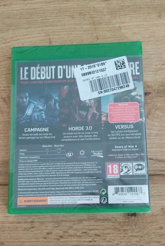 Gears Of War 4 / Xbox One / Microsoft / neuf sous blister - Photo 2/2