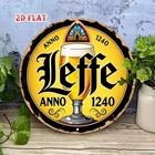 Leffe Beer Vintage Round Aluminum Tin Metal Signs Home Décor 8x8