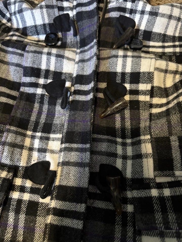 Abrigo chaqueta hidráulica a cuadros para mujer talla mediana M negro blanco usado en excelente estado Foto 2 de 4