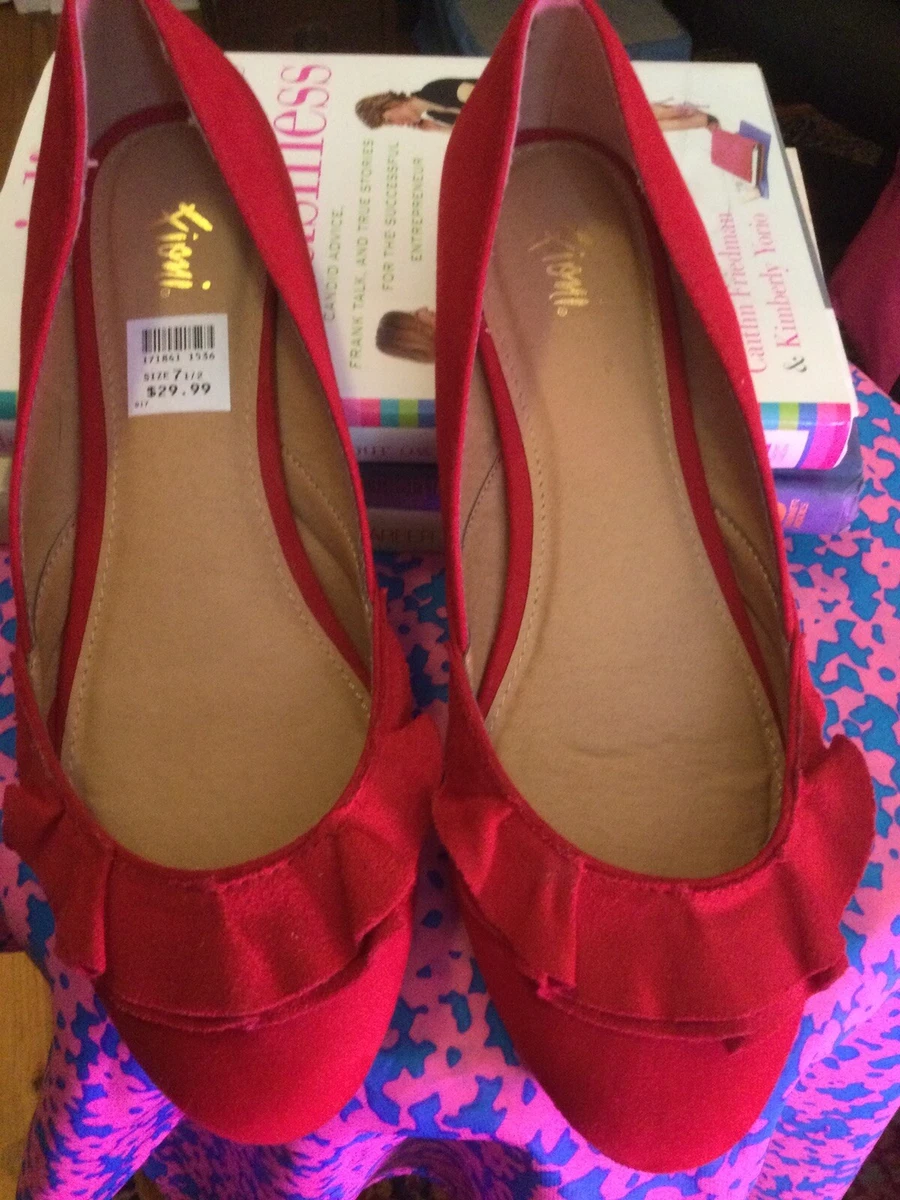 Ladies red flat clearance shoes
