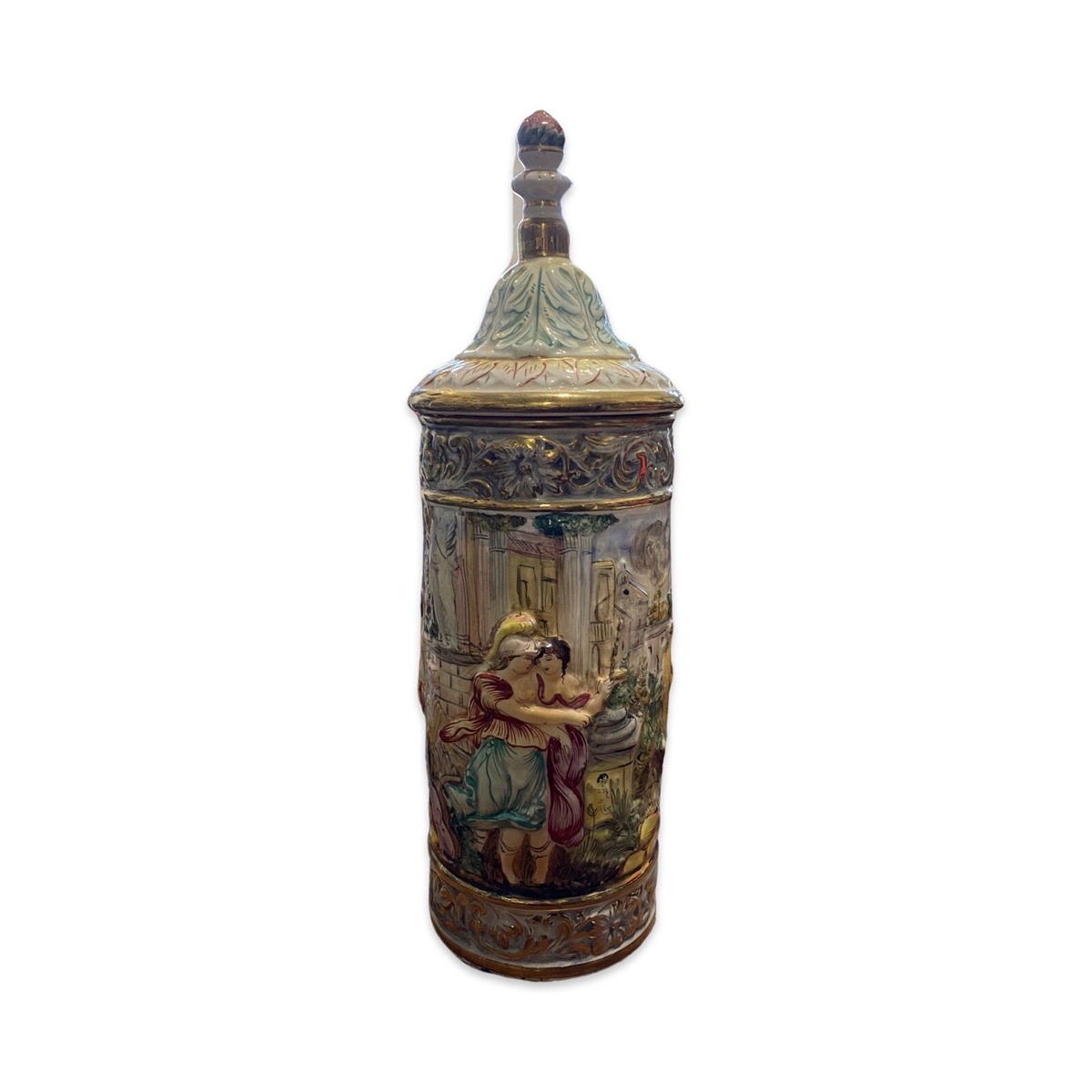 Capodimonte Vase with Lid, Italy, Signed & Numbered Vintage 1940's