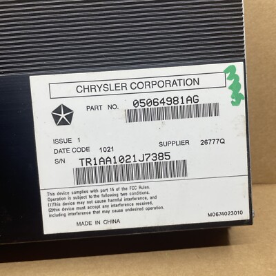 11 - 2020 DODGE CHARGER 300 JOURNEY Audio Amplifier AMP OEM  