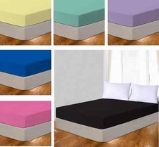 Fitted Sheet Bed Sheets 100% Poly Cotton Single Double SALE