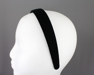 Black velvet headband soft velour hair band accessory 1'' wide plain classic