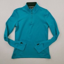 Under Armour Sweater Women Large Blue Teal Quarter Zip ColdGear Fitted Thumbhole