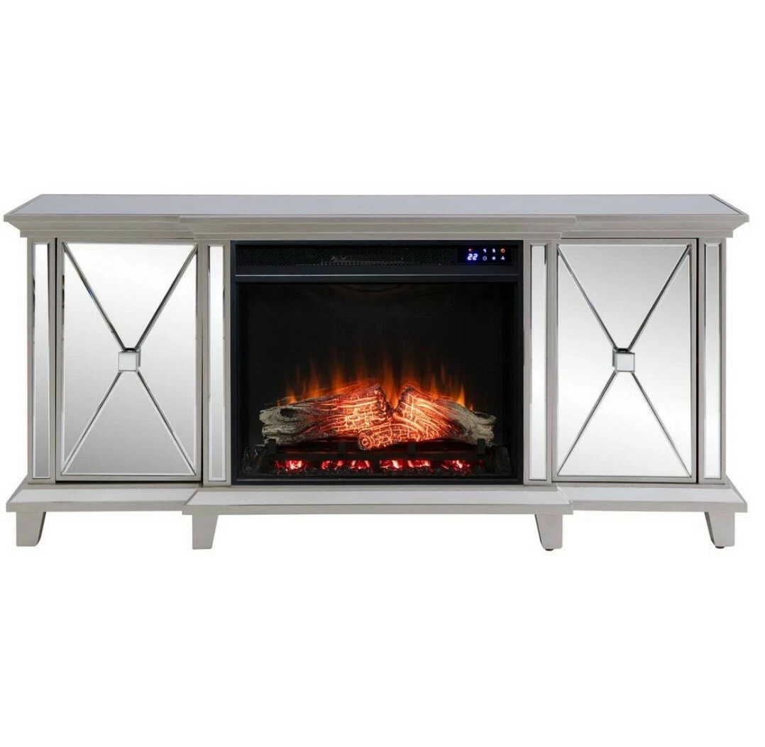 Mirrored TV Stand with Fireplace | eBay