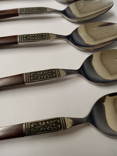 Interpur INR19 Stainless Flatware Brown Handle Japan Replacement Set of 14 H22C - Picture 4 of 8