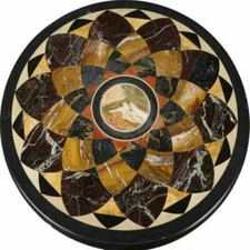 12'' black Marble Dining Coffee corner Center Table Top inlay antique Mosaic k64