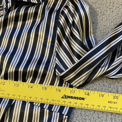 ZARA basic sz M woman button up striped shirt polyester/spandex multicolor - Picture 9 of 15