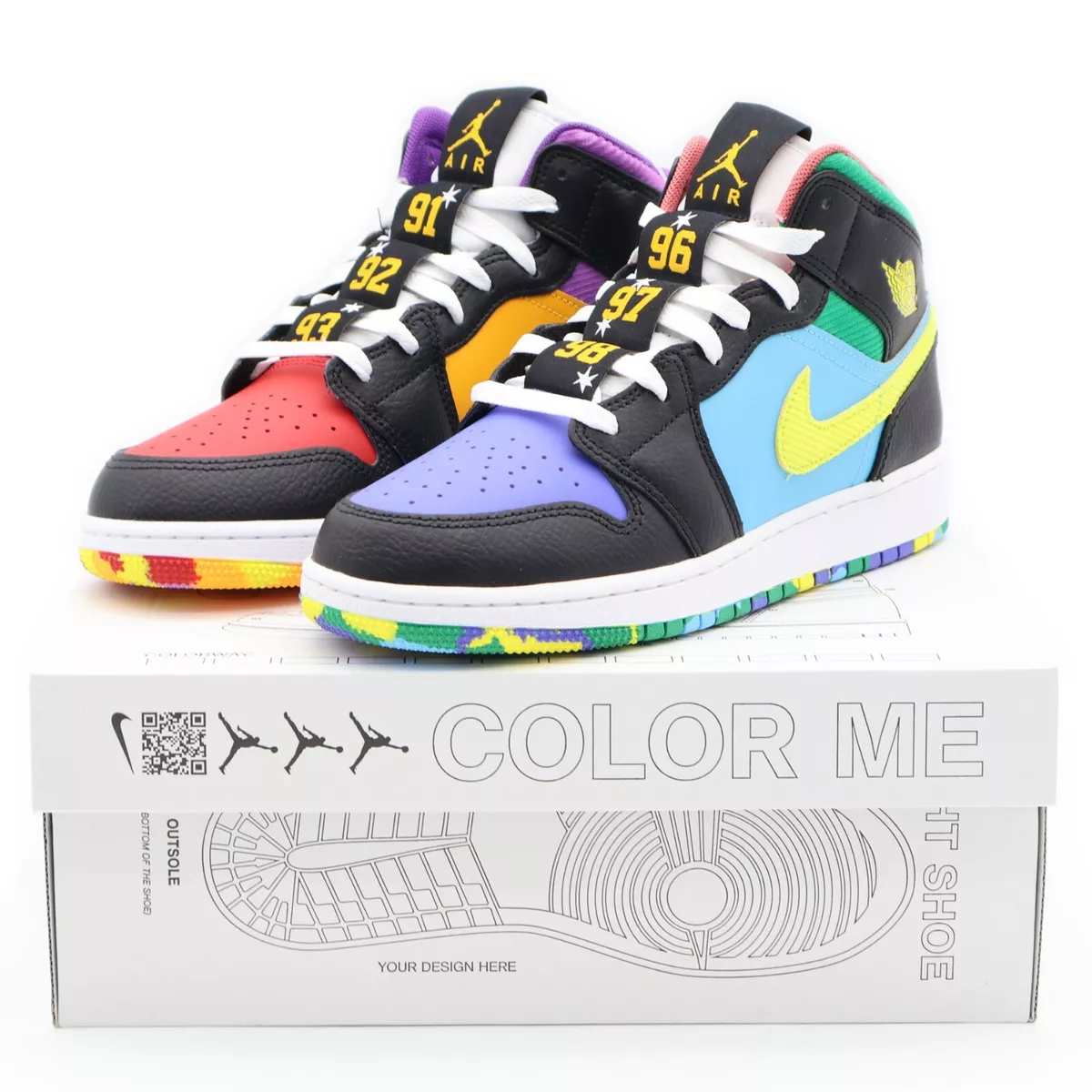FD1317-007 Nike GS Air Jordan 1 Mid SS Championships Black Opti Yellow Red Blue FD1317-007 Nike GS Air Jordan 1 Mid SS Championships Black Opti Yellow Red Blue
