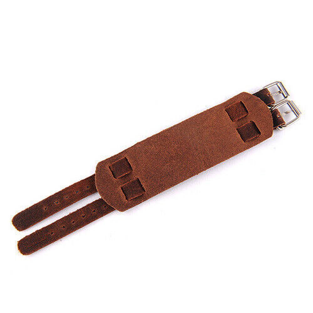 Men's Wide Leather Belt Strap Buckle Adjustable Cuff Bangle