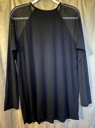 Torrid 2 Super Soft Knit Top Black Pullover Sheer Shoulder & Long Sleeves - Picture 3 of 3