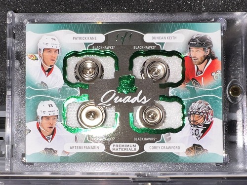 2016-17 Upper Deck The Cup 1 Of 1 Quad Button Patch Kane Keith Panarin Crawford - Picture 2 of 5
