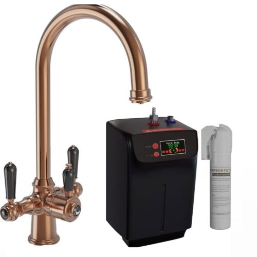 LSC Traditional Cruciform 3in1 Copper & Black Boiling Hot Water Kitchen Tap&Tank