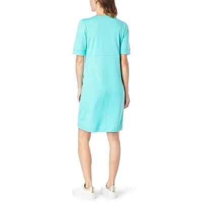 DG2 by Diane Gilman DG Downtime French Terry Dress with Pockets, Aqua, 1X