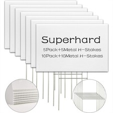 18x24" 17x12" Durable Blank Corrugated Yard Sign Kit White With Stakes 5/10Pack