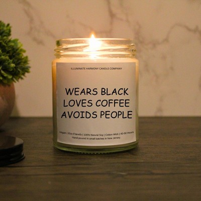 Wears Black Loves Coffee Avoids People | Funny Coffee Lover Introvert Gift |