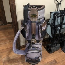 Macgregor Golf Bag Vintage sun faded blue with football type leather.  Storage