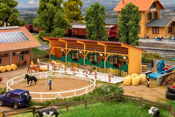 Faller 130597 Stables With 4 Horses 1:87 H0 Gauge # New In Ovp #-image