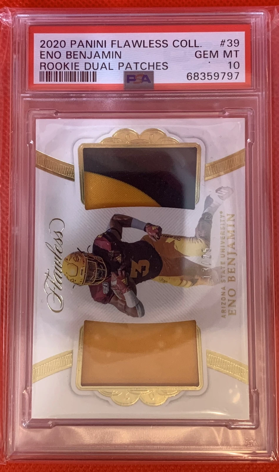 Eno Benjamin Panini Flawless Collegiate Rookie Dual Patches #39 Base