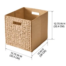 Better Homes & Gardens Collapsible Woven Cube Storage Bin, Water Hyacinth