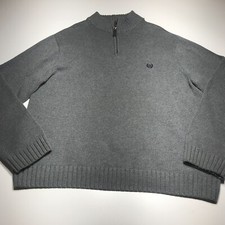 Chaps Sweater Mens XL Gray Knit 1/4 Zip Mock Neck Long Sleeve Light General Wear
