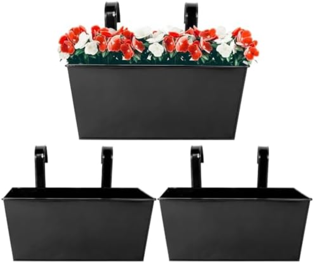 Set di 2 vasi da fiori, catena sospesa, in metallo, per piante