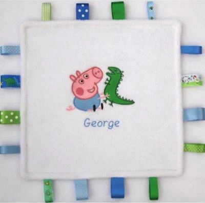 HEDGEHOG GIFTS George Pig Taggy Comfort Blanket Personalised Any Name Peppa Pig Baby Boy Gift
