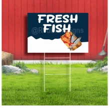 Fresh Fish Coroplast Sign Plastic Indoor Outdoor Yard Sign