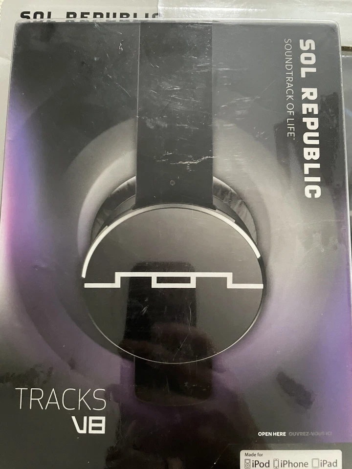 Nuevos auriculares de diadema SOL Republic V8 Tracks negros y azules, con cable, 1211-96 Foto 3 de 4