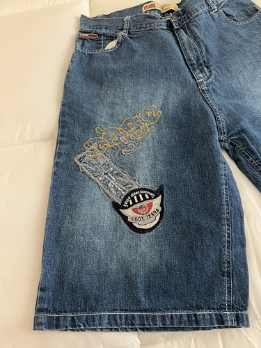 Pantalones Cortos Hombre Chams Vaqueros Talla 34 Sueltos Estilo Patinador Y2K Azul - Imagen 3 de 8