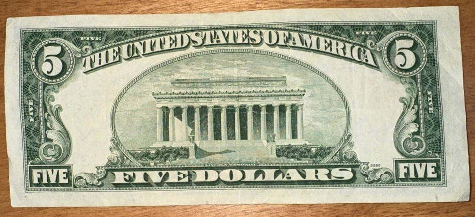 $5 1950 ((CHOICE CU)) Federal Reserve Note Philadelphia fancy serial number  - Image 4 of 4