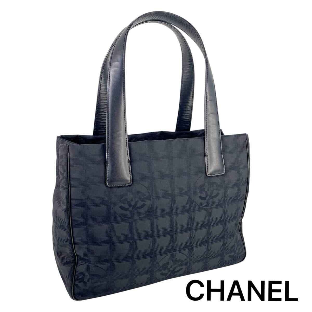Excellent Condition CHANEL Small Size Neo Travel Line PM Coco Mark Black Tote Ba