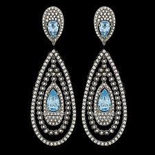 3.72Ctw Rose Cut Diamond Blue Topaz Studded Vintage Style Silver Earring Jewelry