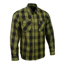 Milwaukee Leather MNG11668 Men's Black and Green Long Sleeve Cotton Flannel