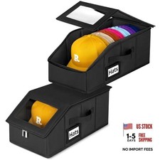 2 Pack Stackable Hat Storage for Baseball Caps - Holds 28 Caps - 2 Pcs Black