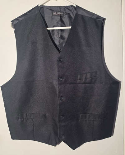 Umo Lorenzo Men's Formal Vest Waistcoat Black Solid Regular Size XXL