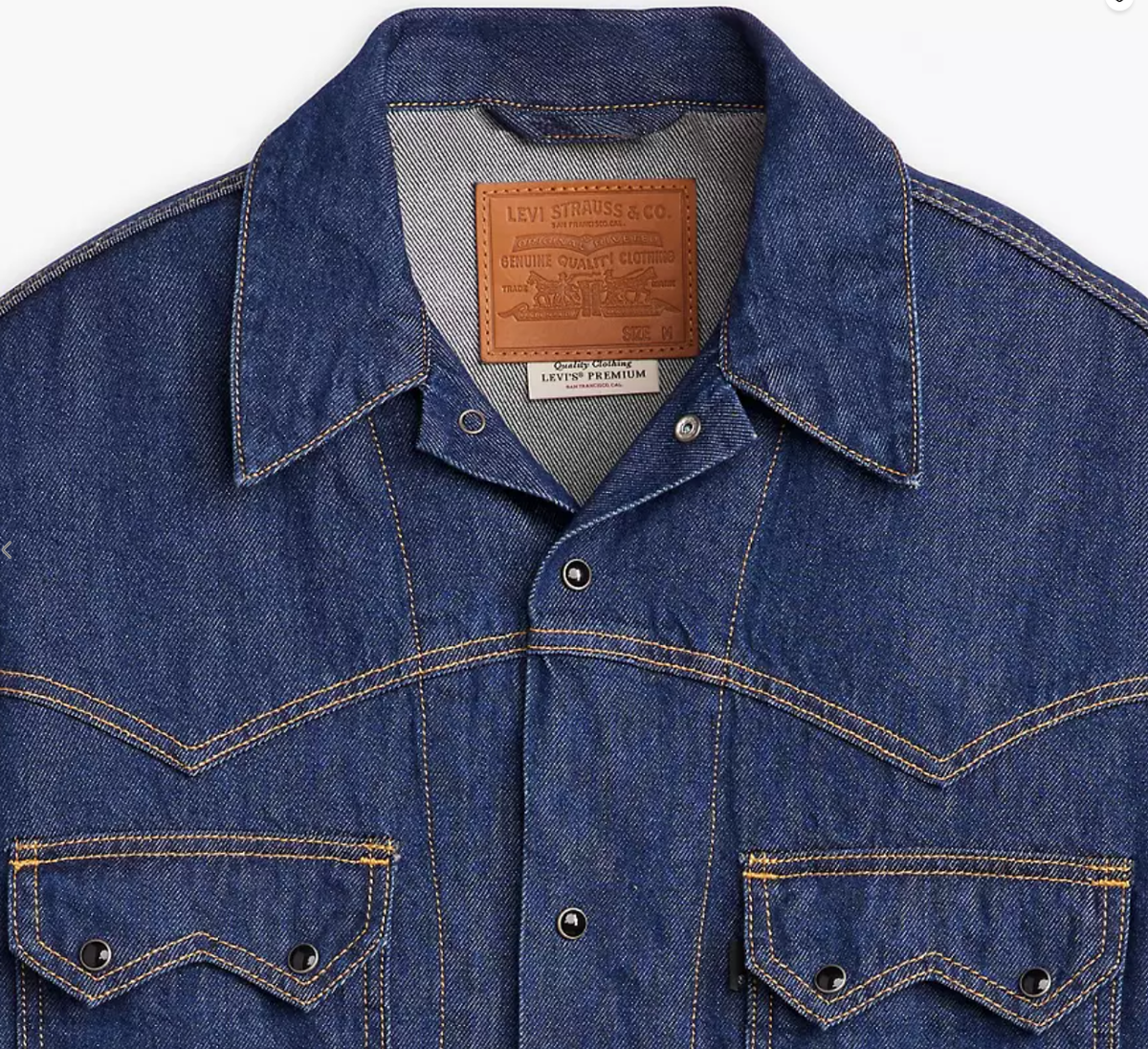 Levi's Men's Premium Western Trucker Denim Jacket Relaxed Fit Size