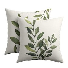 Sage Green Leaf Pillow Covers 18x18 18" x 18" Pack of 2 Olive Green Leaf