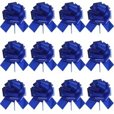 12 PCS 6 Inch Large Blue Pull Bows Ribbon For Wrapping Baskets Bouquet Decor