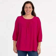 𝅺talbots fuchsia Long Sleeve Pleated Blouse Size S