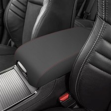 Console Covers for 2011-2024 Armrest Covers Black with Red -black