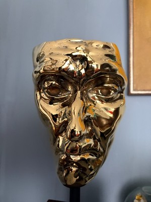 1114g Solid Sterling Silver Mask Sculpture After Rodin Sheffield 925 Ltd Ed 2/7.