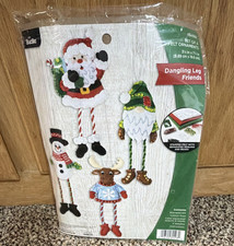 Bucilla Felt Ornament Kit Set of 4 Santa  Snowman Dangling Leg 89498E