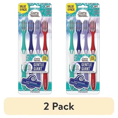 2 Pack GuruNanda Gentle Giant Toothbrush  Dual Action Spiral Bristles(4 Count)