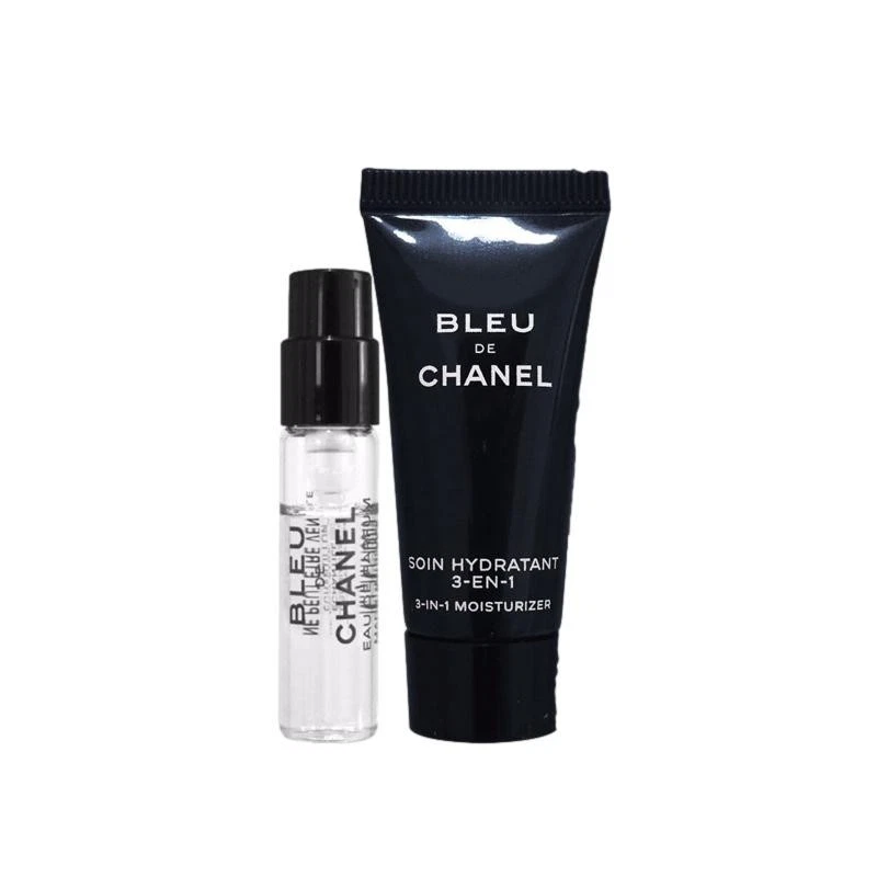 Chanel Bleu 2PC Parfum 1,5 мл и увлажняющий крем 5 мл набор подарок образец новый в коробке - Изображение 2 из 3