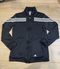 Adidas Women's Track Jacket Black 3-Stripe Full Zip Climacool Size Medium