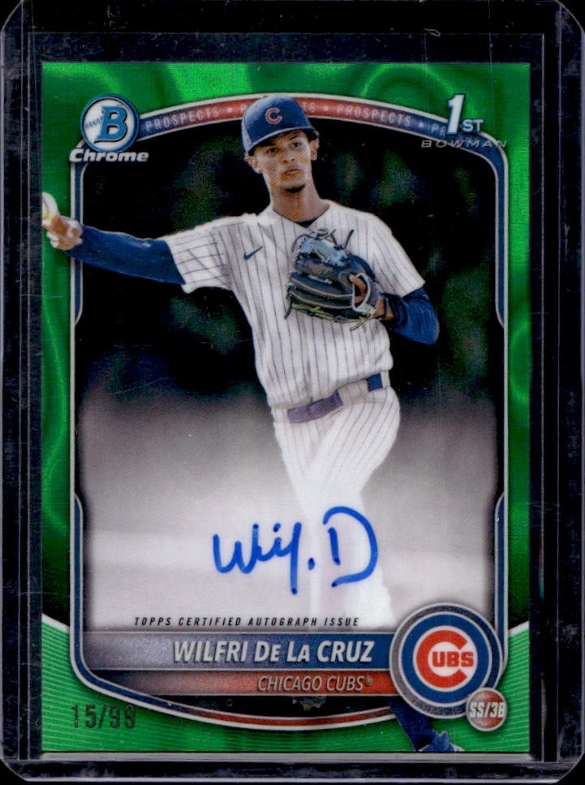 2025 Bowman Chrome Wilfri De La Cruz Auto Green Lava Refractor 1st #15/99
